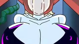 أعجوبة العنكبوت جوين يأخذ حمولة في بوسها الرطب